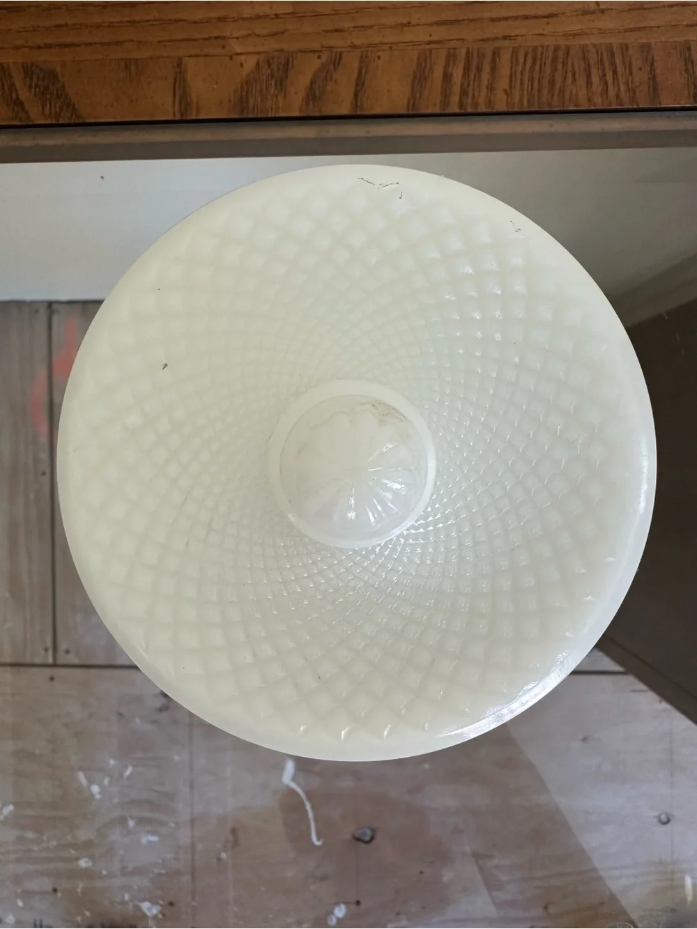 Vintage Milk Glass Diamond Quilted Lidded Trinket Dish